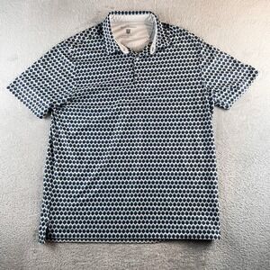 Hickey Freeman Polo Shirt Mens L Blue Green Geometric Golf Stretch READ